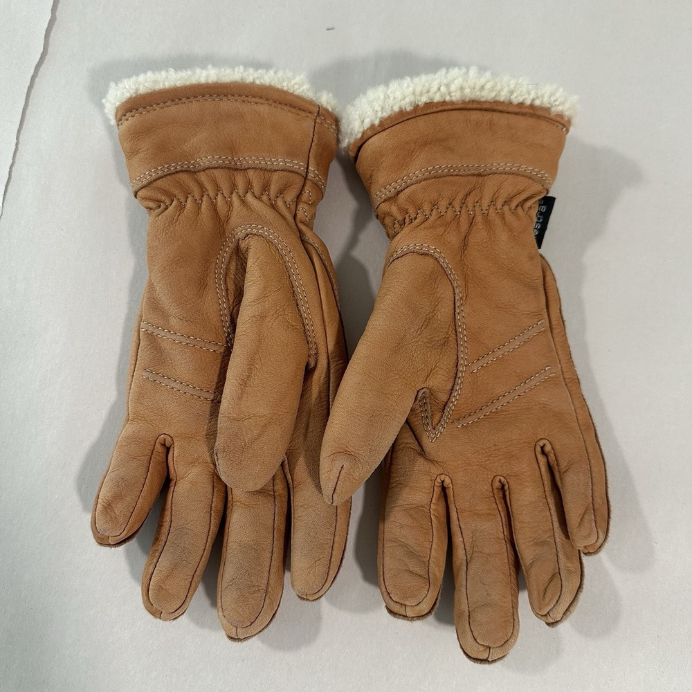 Hestra Deerskin Primaloft Gloves Women 7 Tan Deerskin Lamb Fur - Picture 8 of 9